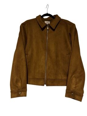 LOFT Cognac Brown Suede Jacket Size XL